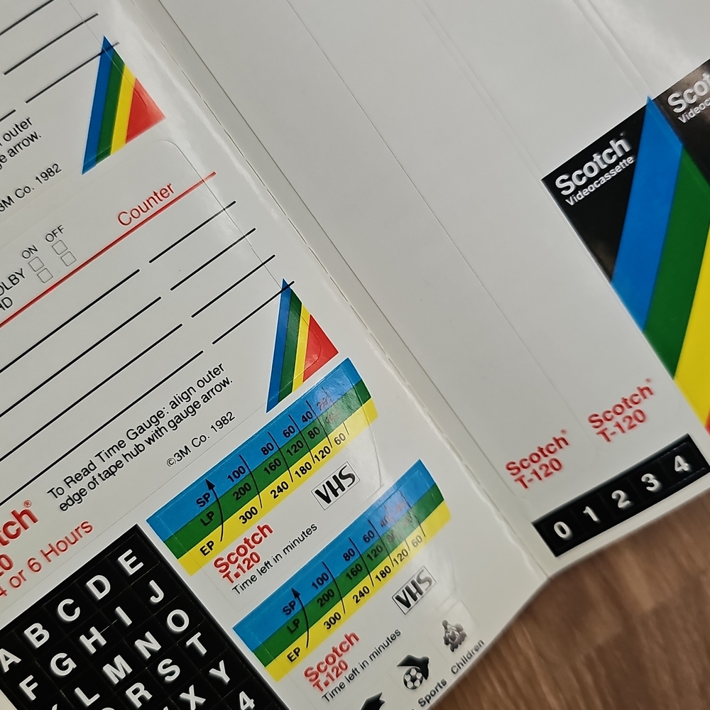 Scotch VHS Tape Labels Set Of 6